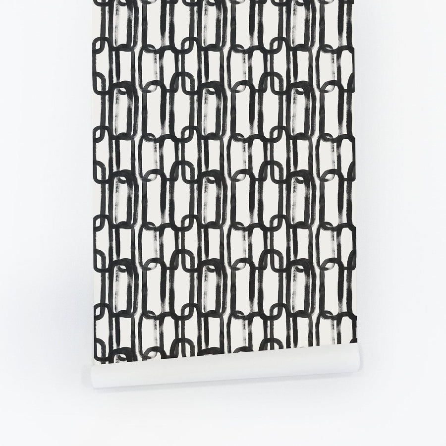 Black brush stroke design removable wallpaper