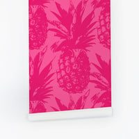 fuchsia pink tropical pineapple removable wallpaper