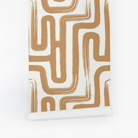 modern brown paintbrush maze design removable wallpaper