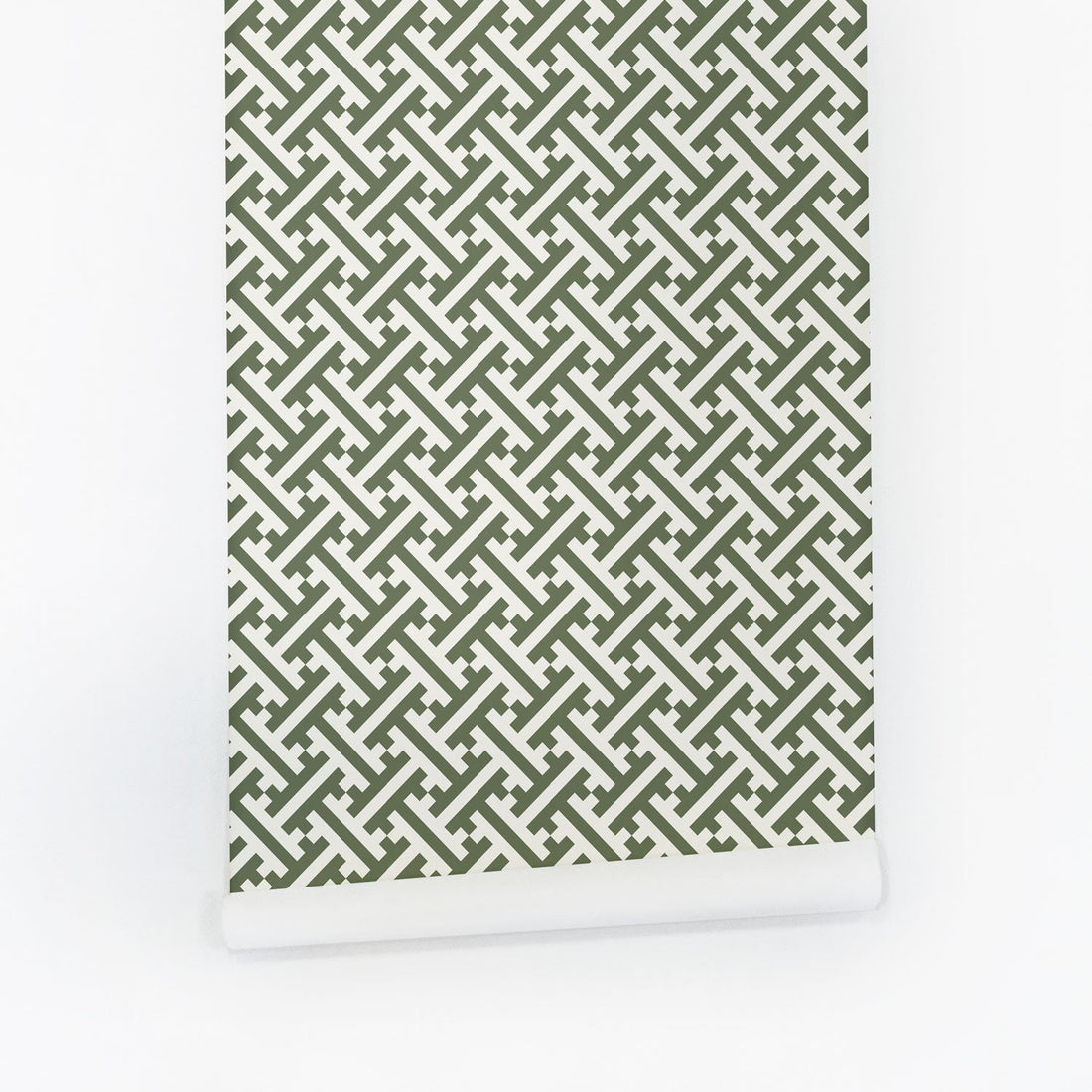 victorian inspired green wallpaper with abstract shapes