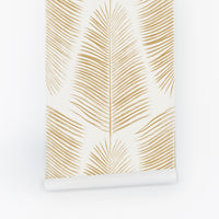 faux gold palm leaves removable wallpaper