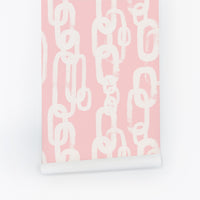 pastel pink chain link inspired removable wallpaper