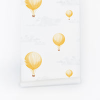 cute yellow design wallpaper for baby nursery interior