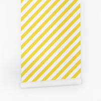 bright yellow diagonal lines peel and stick wallpaper