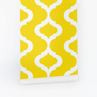bright yellow symmetric shaped removable wallpaper