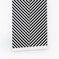Black and white geometrical lines peel and stick wallpaper