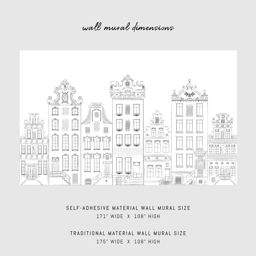 amsterdam city houses removable wall mural design