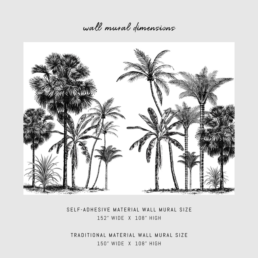 black and white palm trees inspired wall mural