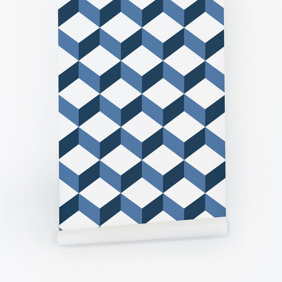 navy blue geometric shape print removable wallpaper