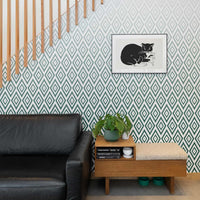 ombre inspired green aztec wallpaper for living room