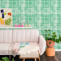 green checkered wallpaper design for bright interior design