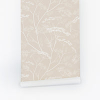 beige vintage floral removable wallpaper