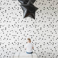 minimal star pattern black and white removable wallpaper
