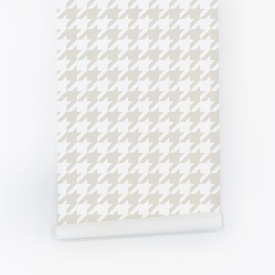 neutral color houndstooth pattern peel and stick wallpaper