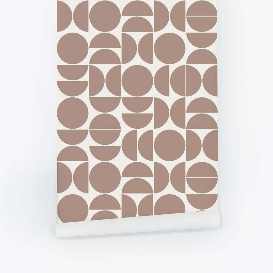 geometric circle pattern removable wallpaper in neutral colors