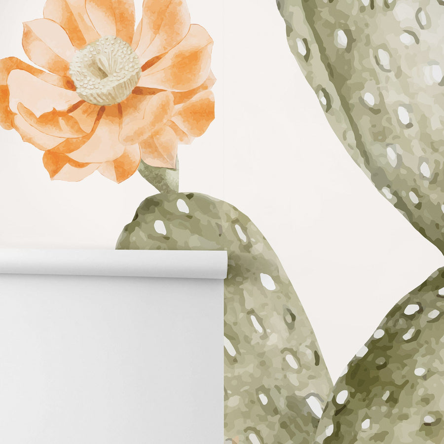 Floral cactus design removable wallpaper
