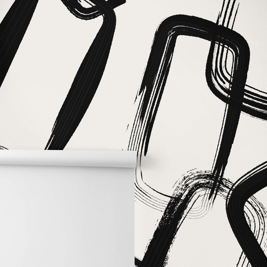 Black and white brush strokes wallpaper